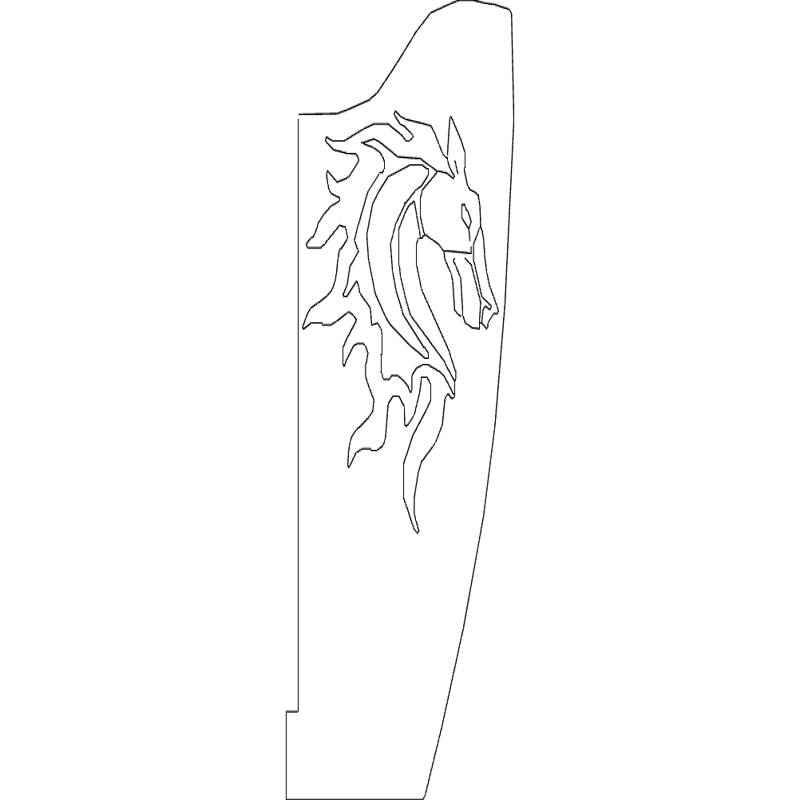 طرح اسب وارونه به سمت راست مناسب برای استفاده در دستگاه های cnc چوب و cnc لیزر - horse bracket flipped right dxf file