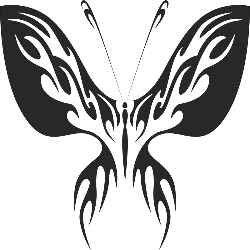 طرح فایل وکتور پروانه قبیله ای طرح شماره ۱۳ مناسب برای استفاده در دستگاه های cnc چوب و cnc لیزر - tribal butterfly vector art 13 dxf file