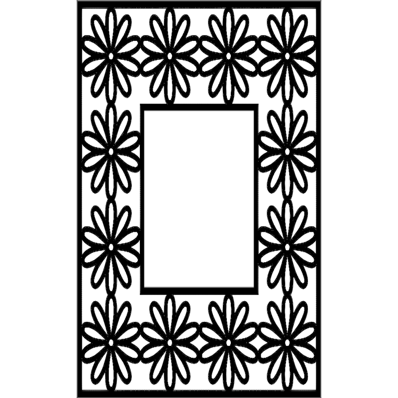 طرح قاب گل مناسب برای استفاده در دستگاه های cnc چوب و cnc لیزر - flower frame dxf file