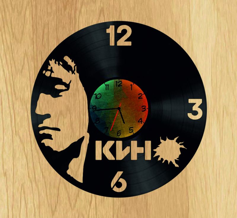 طرح ساعت دیواری وینیل تسوی وی مناسب برای استفاده در دستگاه های cnc چوب و cnc لیزر - tsoy v vinyl record diy clock cdr file