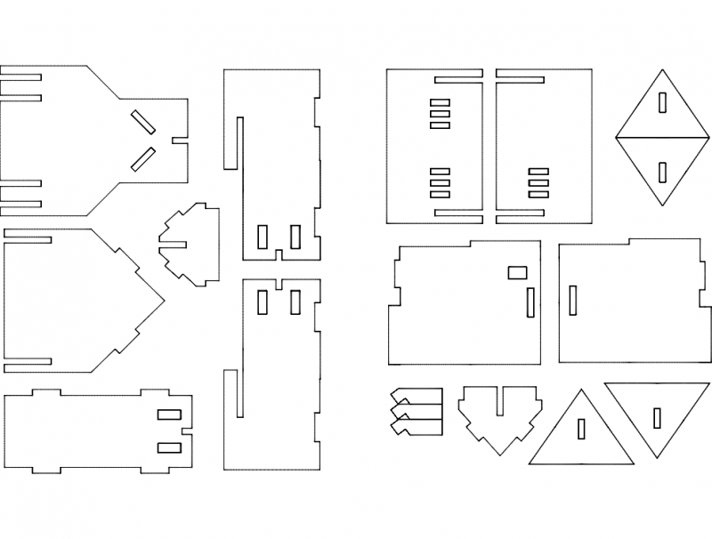 طرح پازل سه بعدی روستایی ویلایی مناسب برای استفاده در دستگاه های cnc چوب و cnc لیزر - villa country 3d puzzle dxf file
