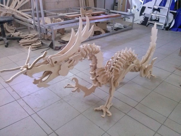 طرح پازل سه بعدی دایناسور چوبی مناسب برای استفاده در دستگاه های cnc چوب و cnc لیزر - wooden dinosaur 3d puzzle dxf file
