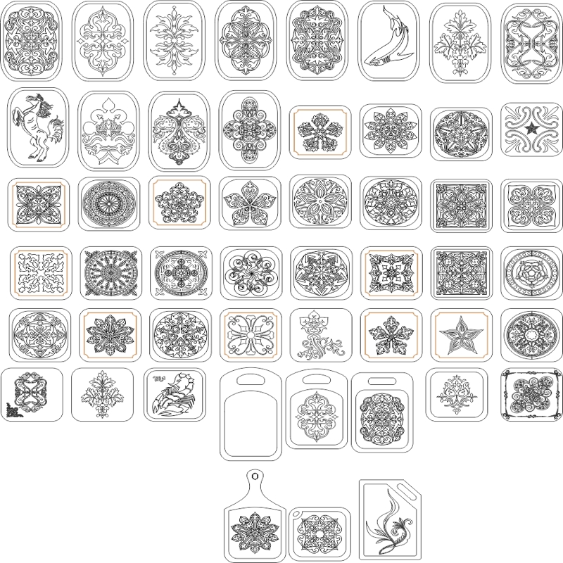 طرح تزیین تخته برش مناسب برای استفاده در دستگاه های cnc چوب و cnc لیزر - chopping board decor cdr file