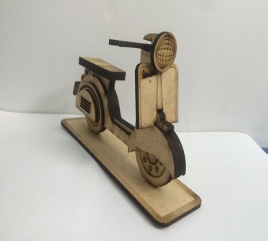 طرح سه بعدی پازل اسکوتر وسپا، مناسب برای استفاده در دستگاه های cnc چوب و cnc لیزر - vespa scooter 3d puzzle pattern laser cut cdr file