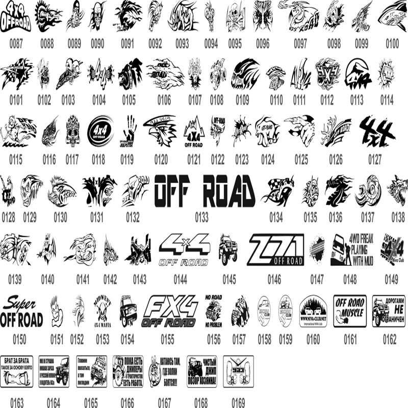 طرح مجموعه استیکرهای آفرود مناسب برای استفاده در دستگاه های cnc چوب و cnc لیزر - off road stickers collection cdr file