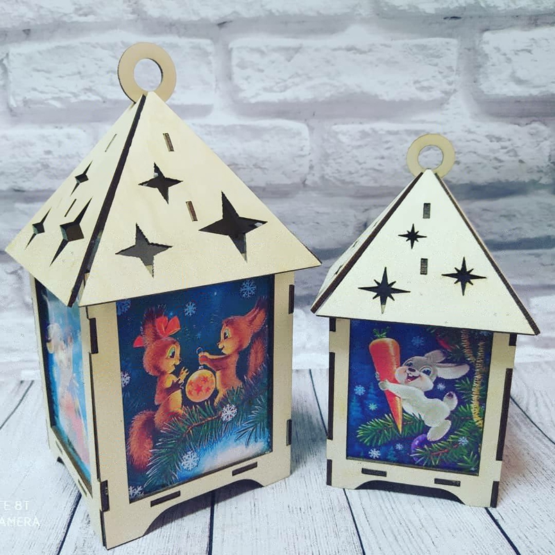 طرح فانوس کریسمس مناسب برای استفاده در دستگاه های cnc چوب و cnc لیزر - laser cut christmas lantern decor holiday lantern cdr file