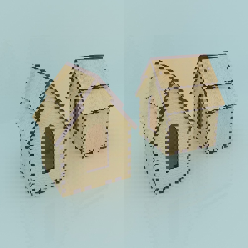 طرح خانه درخت کریسمس و ضخامت ۴ میلی‌متر مناسب برای استفاده در دستگاه های cnc چوب و cnc لیزر - laser cut christmas tree house 4mm ai file