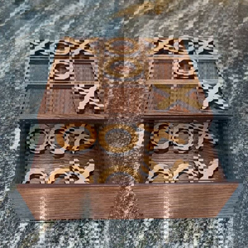 طرح تخته بازی چوبی تیک تاک تو مناسب برای استفاده در دستگاه های cnc چوب و cnc لیزر - laser cut wooden tic tac toe game board cdr file