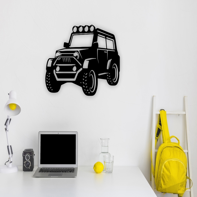 طرح هنری دیواری جیپ مناسب برای استفاده در دستگاه های cnc چوب و cnc لیزر - laser cut jeep wall art cdr file