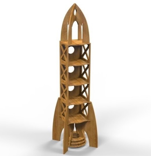 طرح قفسه کتاب سفینه فضایی طرح سفینه فضایی اتاق کودک مناسب برای استفاده در دستگاه های cnc چوب و cnc لیزر - laser cut spaceship bookshelf spaceship kids room decor cdr file