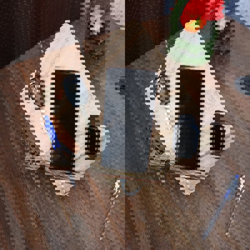 طرح میز تحریر مردانه طرح تخته سه لا با ضخامت ۶ میلی متر مناسب برای استفاده در دستگاه های cnc چوب و cnc لیزر - laser cut mens docking station plywood 6mm dxf file