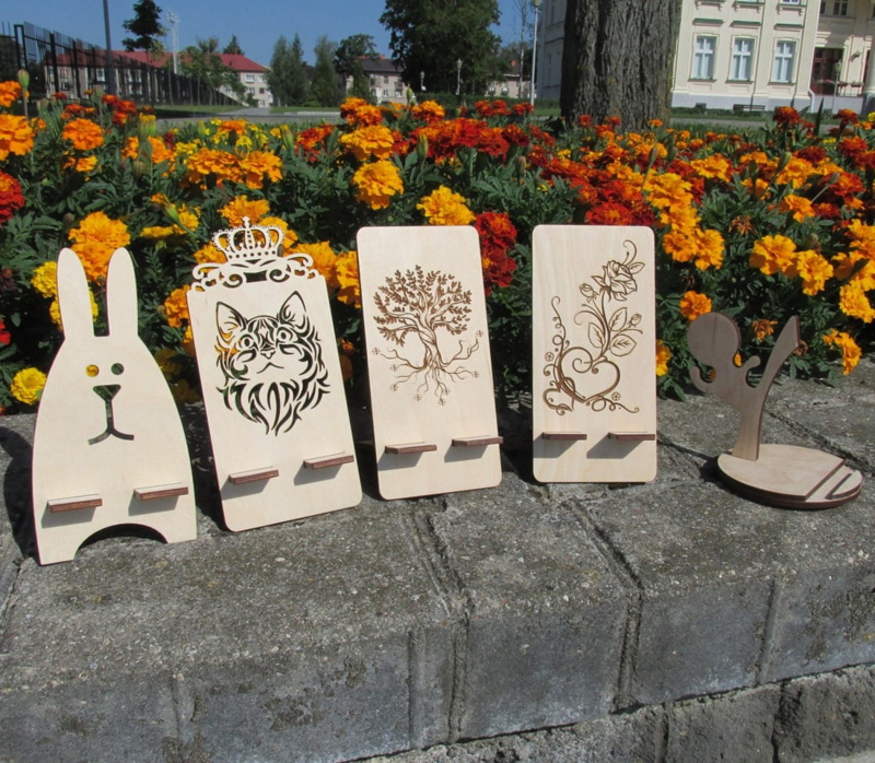 طرح پایه‌های تلفن همراه طرح چوب، مناسب برای استفاده در دستگاه های cnc چوب و cnc لیزر - laser cut cell phone stands wood decor cdr file