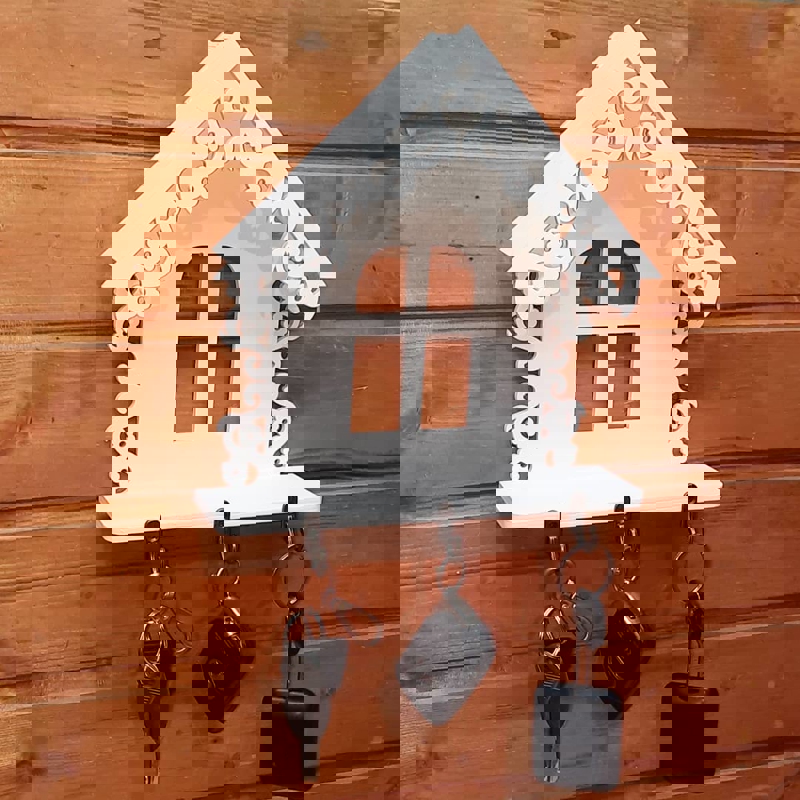 طرح جاکلیدی تزئینی با قفسه مناسب برای استفاده در دستگاه های cnc چوب و cnc لیزر - laser cut decorative key holder with shelf cdr file