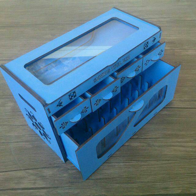 طرح جعبه نگهداری نخ مناسب برای استفاده در دستگاه های cnc چوب و cnc لیزر - laser cut thread storage box needlework organizer cdr file