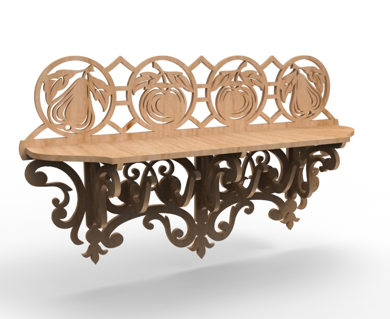 طرح قفسه دیواری چوبی مناسب برای استفاده در دستگاه های cnc چوب و cnc لیزر - laser cut wooden wall shelf cdr file
