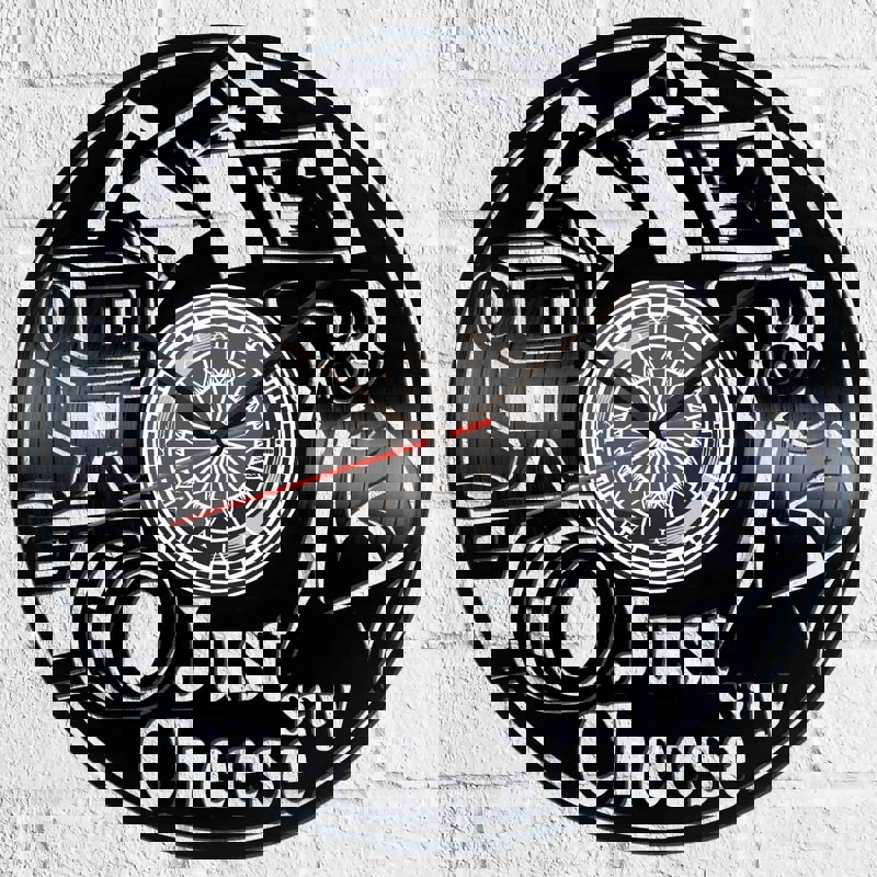 طرح ساعت وینیل طرح فقط پنیر مناسب برای استفاده در دستگاه های cnc چوب و cnc لیزر - laser cut just say cheese vinyl photography clock ai file