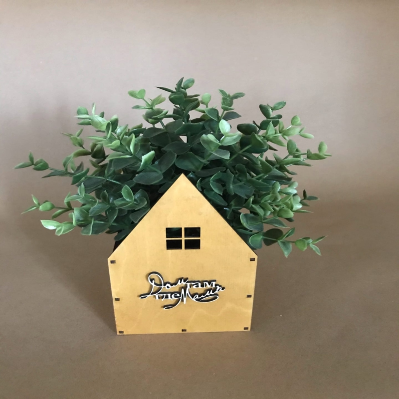 طرح جعبه گل به شکل خانه مناسب برای استفاده در دستگاه های cnc چوب و cnc لیزر - laser cut house shaped flower box cdr file