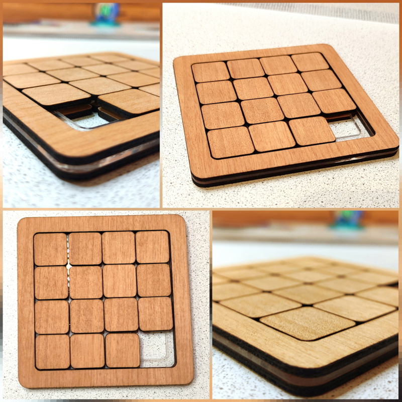 طرح بازی پازل پانزده مناسب برای استفاده در دستگاه های cnc چوب و cnc لیزر - laser cut fifteen puzzle game cdr file