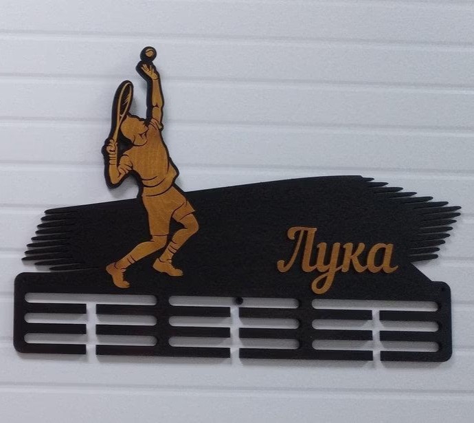 طرح جای مدال تنیس شخصی مناسب برای استفاده در دستگاه های cnc چوب و cnc لیزر - laser cut personalized tennis medal holder cdr file