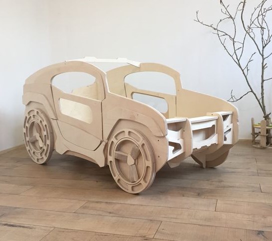 طرح تخت خواب جیپ برای اتاق کودک مناسب برای استفاده در دستگاه های cnc چوب و cnc لیزر - laser cut jeep bed for kids room cdr file