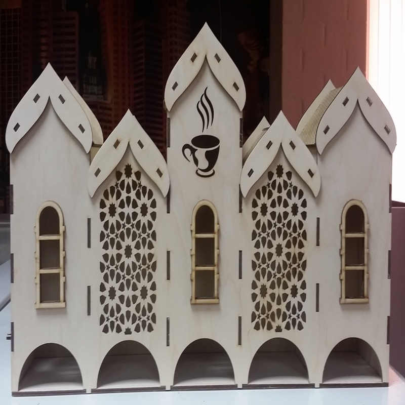 طرح جعبه چای کیسه ای بزرگ مناسب برای استفاده در دستگاه های cnc چوب و cnc لیزر - laser cut large tea bag organizer multi pack cdr file