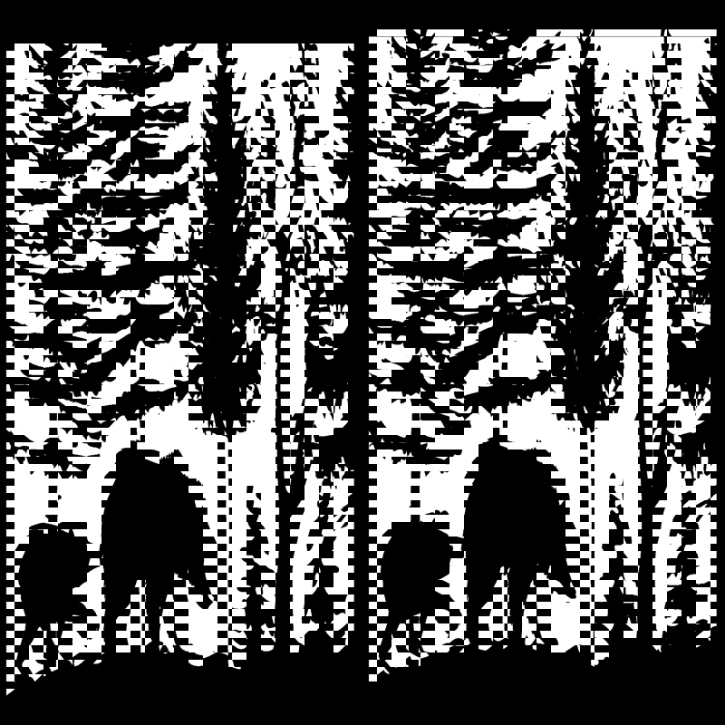 طرح پلاسما دو خرس و درخت در ابعاد 30 در 48 مناسب برای استفاده در دستگاه های cnc چوب و cnc لیزر - 30 x 48 two bears trees plasma art dxf file