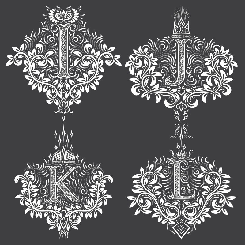 طرح حروف گلدار فانتزی مناسب برای استفاده در دستگاه های cnc چوب و cnc لیزر - fancy floral letters eps file