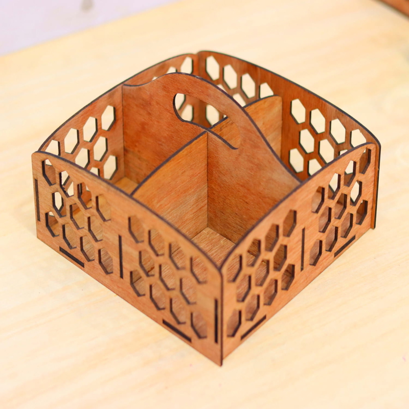 طرح سینی چوبی مناسب برای استفاده در دستگاه های cnc چوب و cnc لیزر - laser cut wooden compartment tray cdr file