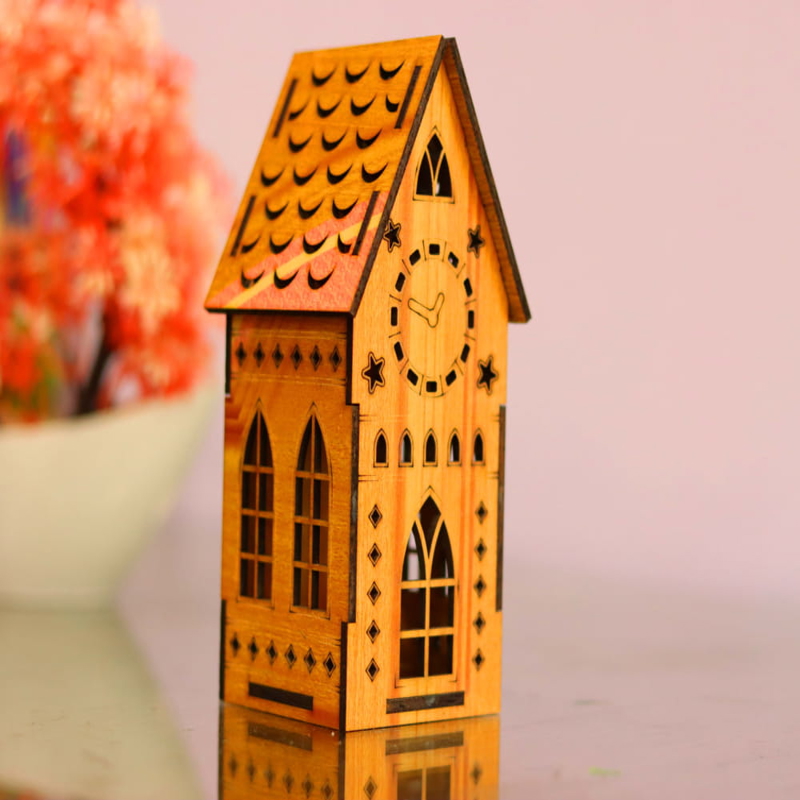 طرح ساعت چوبی بلند طرح خانه مناسب برای استفاده در دستگاه های cnc چوب و cnc لیزر - laser cut wooden tall clock house cdr file