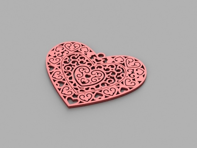 طرح آویز قلب مناسب برای استفاده در دستگاه های cnc چوب و cnc لیزر - laser cut heart pendant cdr file