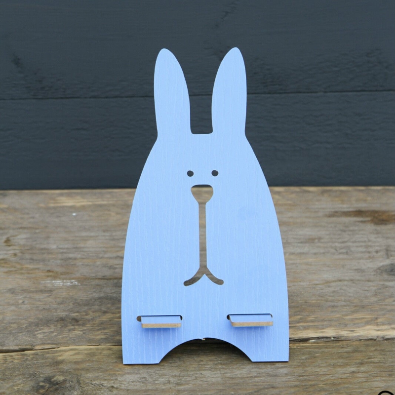 طرح پایه موبایل طرح خرگوش چوبی مناسب برای استفاده در دستگاه های cnc چوب و cnc لیزر - laser cut wooden rabbit mobile phone stand svg file