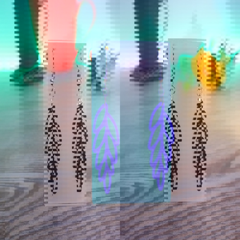 طرح گوشواره گل مناسب برای استفاده در دستگاه های cnc چوب و cnc لیزر - laser cut flower earrings design dxf file