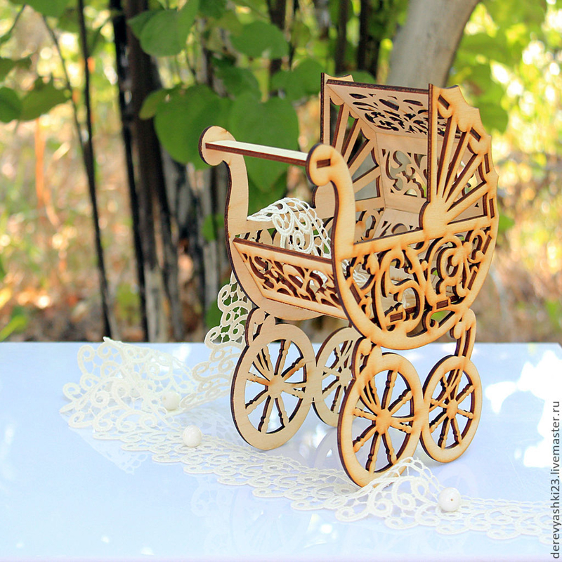طرح کالسکه نوزاد مناسب برای استفاده در دستگاه های cnc چوب و cnc لیزر - laser cut baby stroller template cdr file