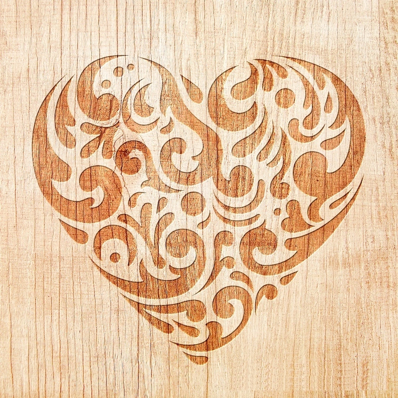 طرح قلب تزئینی حکاکی شده با لیزر، مناسب برای استفاده در دستگاه های cnc چوب و cnc لیزر - laser cut engraving decorative heart pattern dxf file