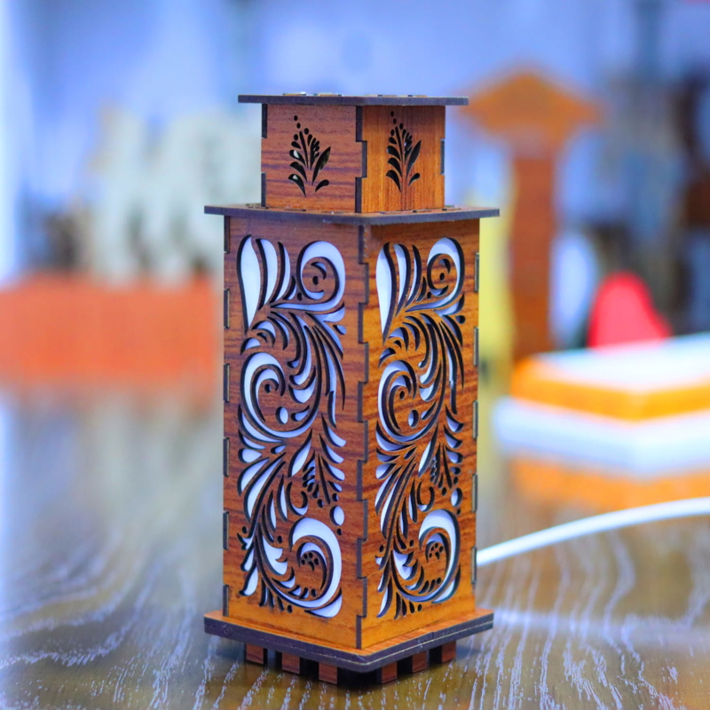 طرح چراغ خواب طرح فانوس مناسب برای استفاده در دستگاه های cnc چوب و cnc لیزر - laser cut lantern night light cdr file