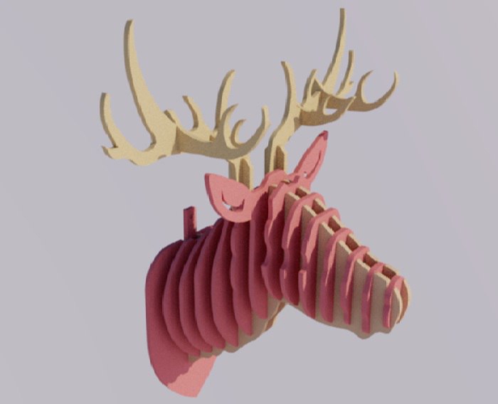 طرح تزیین دیوار سر گوزن مناسب برای استفاده در دستگاه های cnc چوب و cnc لیزر - laser cut deer head wall decor cdr file