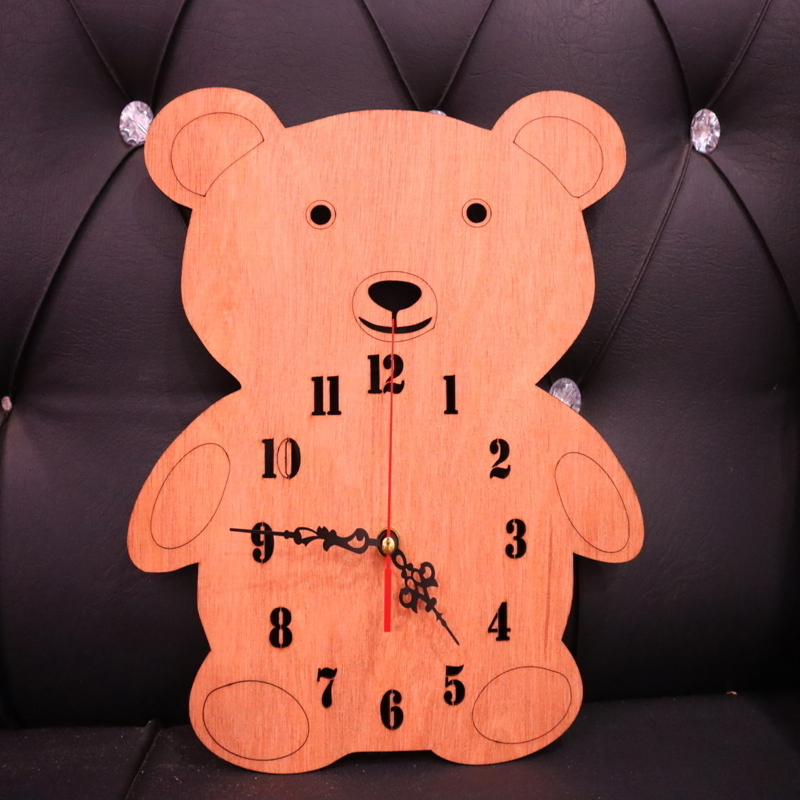 طرح ساعت خرس عروسکی مناسب برای استفاده در دستگاه های cnc چوب و cnc لیزر - laser cut teddy bear clock cdr file