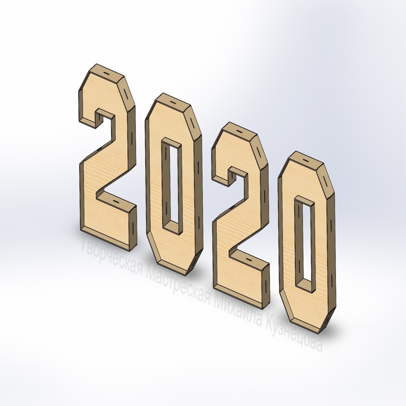 طرح سال نو میلادی ۲۰۲۰ مناسب برای استفاده در دستگاه های cnc چوب و cnc لیزر - laser cut new year 2020 dxf file