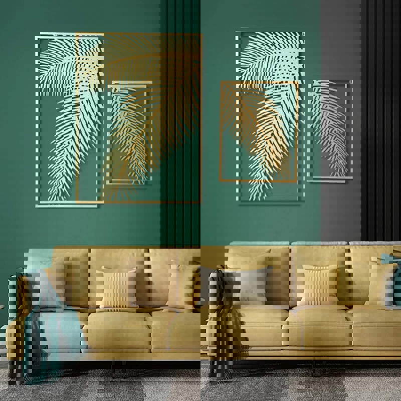 طرح برگ نخل مناسب برای استفاده در دستگاه های cnc چوب و cnc لیزر - laser cut palm leaf wall decor cdr file