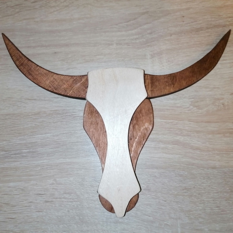 طرح دکور دیوار طرح سر گاو نر مناسب برای استفاده در دستگاه های cnc چوب و cnc لیزر - laser cut wooden bull head wall decor cdr file