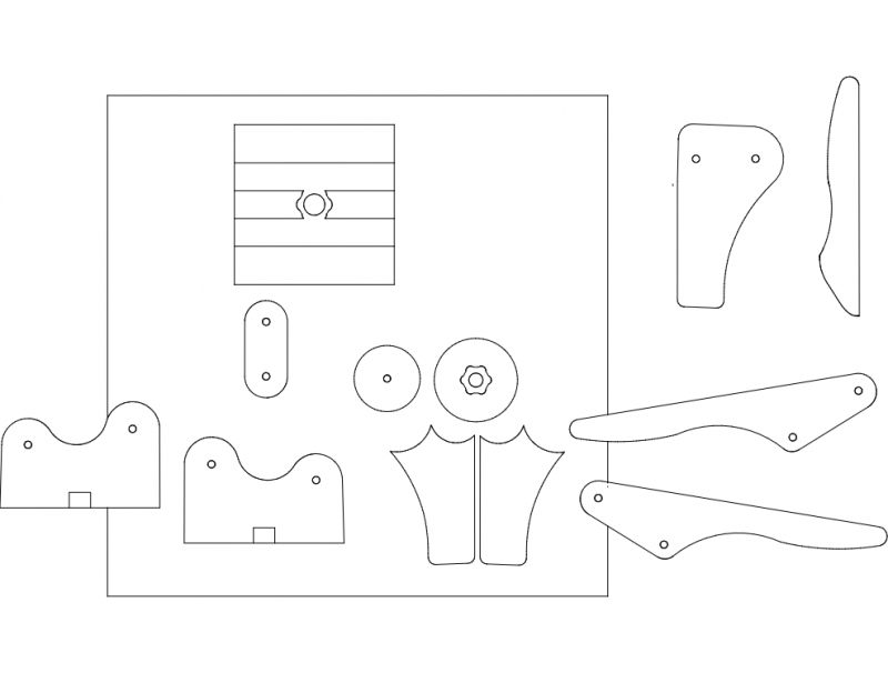 طرح گیره‌های ضامن‌دار مناسب برای استفاده در دستگاه های cnc چوب و cnc لیزر - toggle clamps dxf file