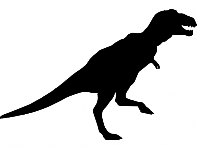 طرح سیلوئت دایناسور Trex مناسب برای استفاده در دستگاه های cnc چوب و cnc لیزر - trex dinosaur silhouette dxf file