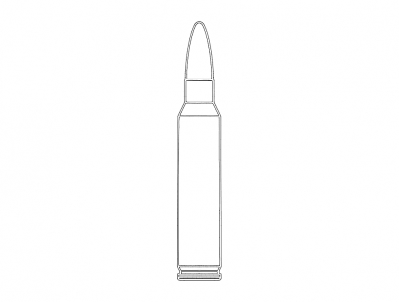طرح و حجم 223 گلوله مناسب برای استفاده در دستگاه های cnc چوب و cnc لیزر - 223 ammo dxf file