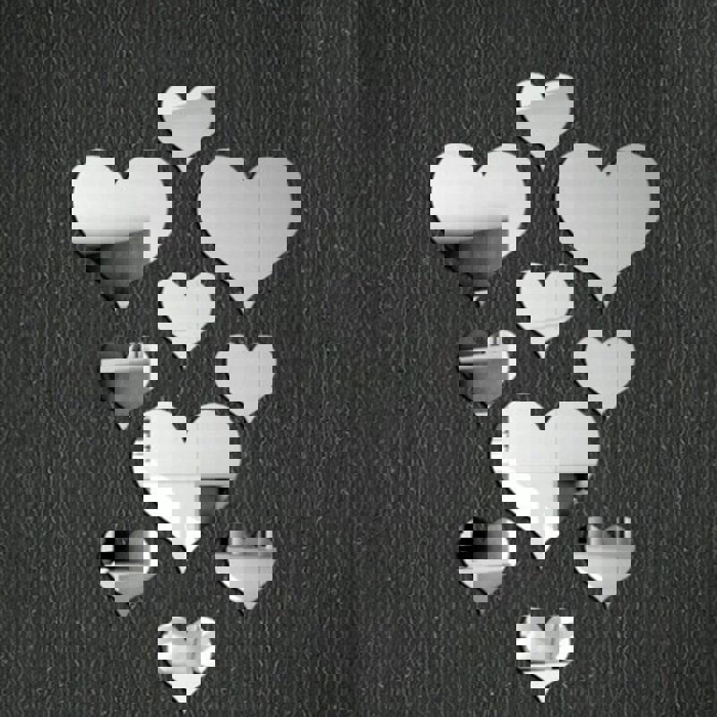 طرح برچسب دیواری آینه ای قلبی شکل اکریلیک مناسب برای استفاده در دستگاه های cnc چوب و cnc لیزر - laser cut acrylic heart shaped mirror wall stickers