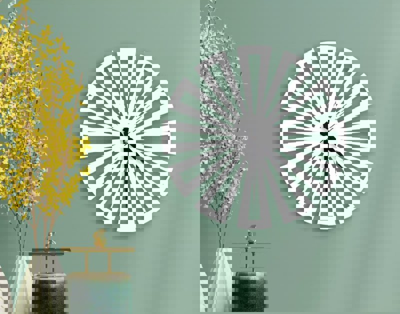 طرح ساعت دیواری طرح گل هندسی مناسب برای استفاده در دستگاه های cnc چوب و cnc لیزر - laser cut geometric flower design wall clock