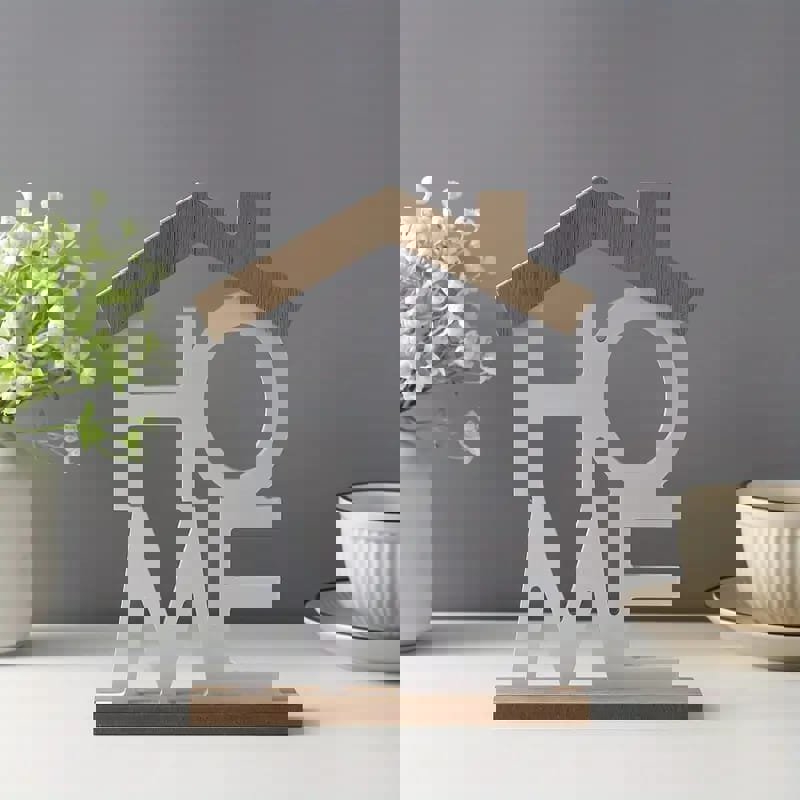 طرح دکوراسیون منزل با حروف به شکل خانه مناسب برای استفاده در دستگاه های cnc چوب و cnc لیزر - laser cut home letter house shaped decor