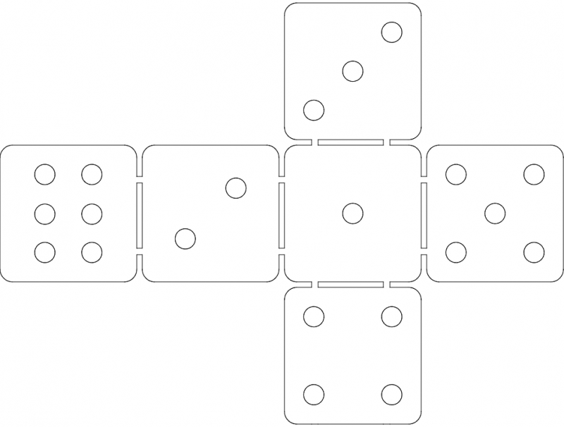 طرح تاس شماره ۱ مناسب برای استفاده در دستگاه های cnc چوب و cnc لیزر - dice 1 dxf file
