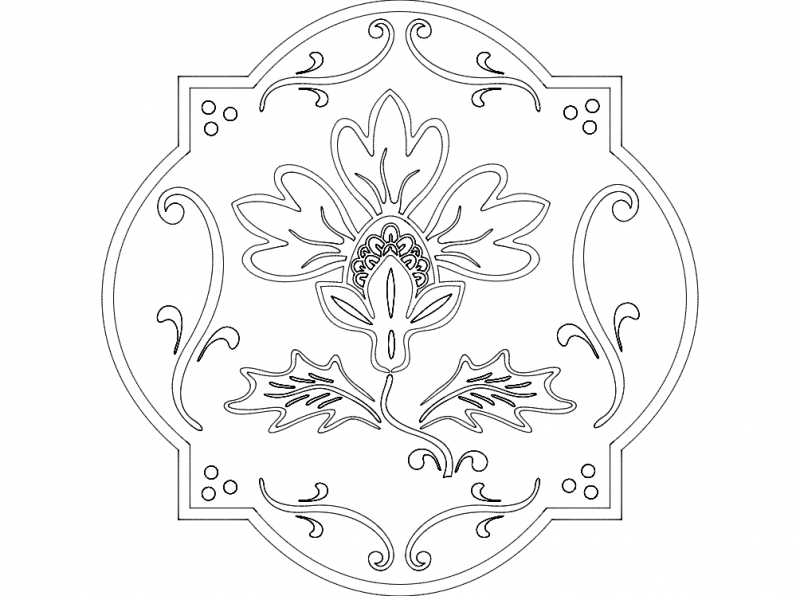 طرح گل شماره ۳ مناسب برای استفاده در دستگاه های cnc چوب و cnc لیزر - floral 3 dxf file