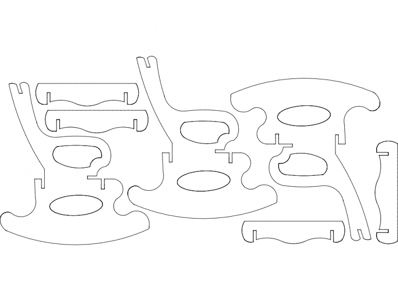 طرح صندلی گهواره ای s7 مناسب برای استفاده در دستگاه های cnc چوب و cnc لیزر - rocking chair s7 dxf file