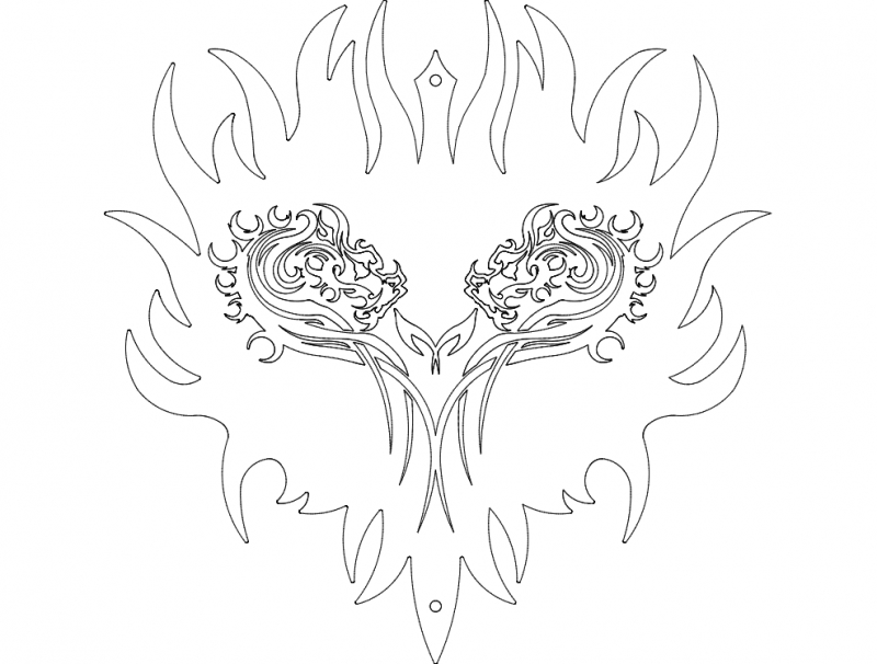 طرح قلب اژدها مناسب برای استفاده در دستگاه های cnc چوب و cnc لیزر - dragon heart dxf file